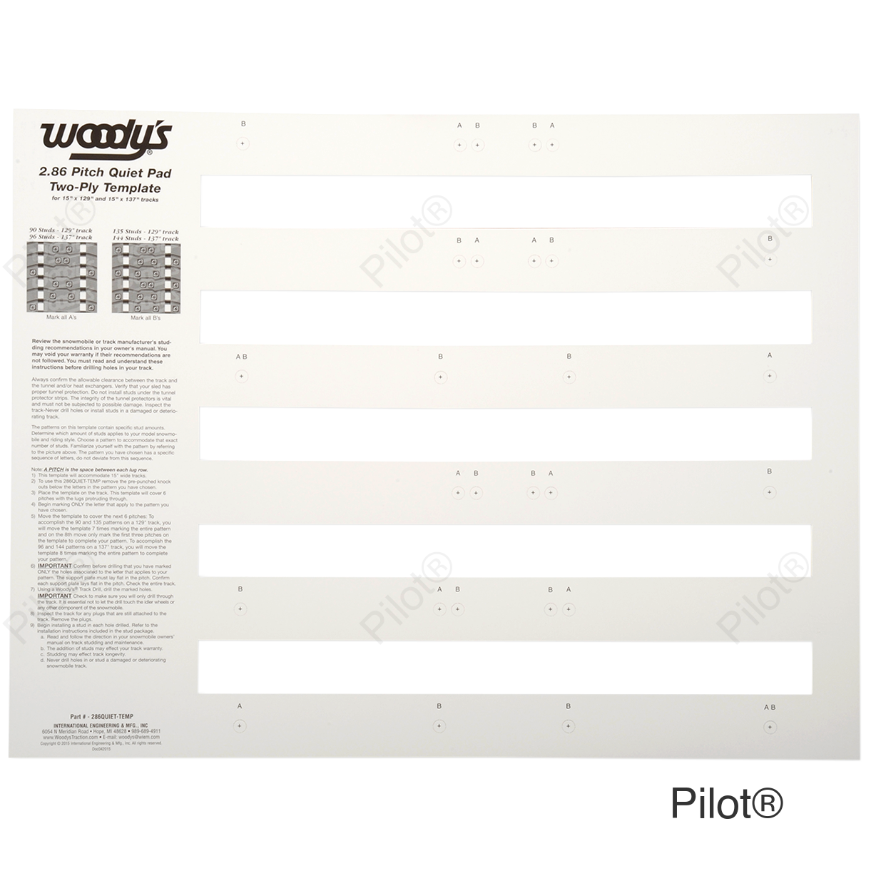 Studding Template - Track - 129"/137" - 2.86" Pitch
