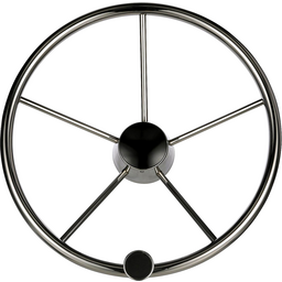Seachoice 5-Spoke Destroyer Steering Wheel w/ Turning Knob, Stainless Steel, Black Center Cap thumbnail-2