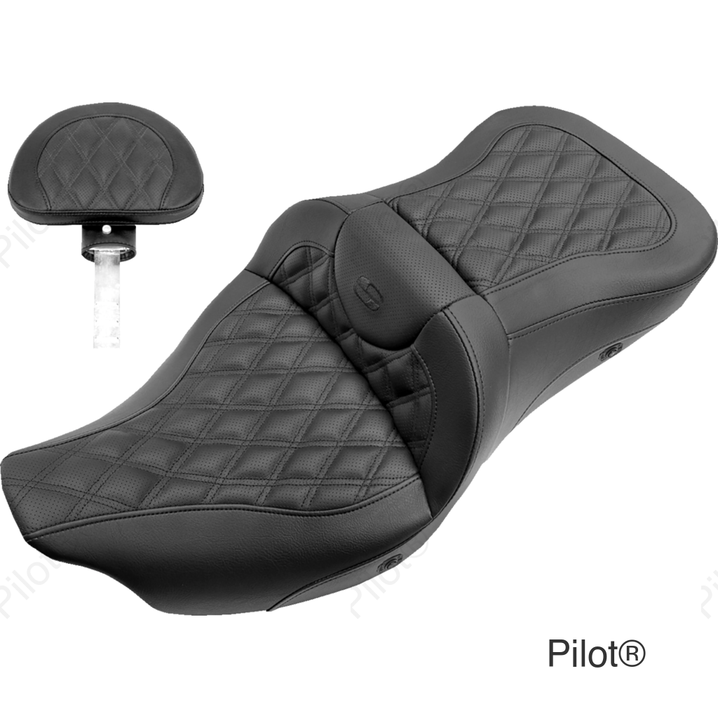 Roadsofa™ Seat - Heated - Full Lattice Stitch - with Backrest - Black - '09-'23 FLHTCUTG