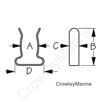 SS Boat Hook Clips, 1" - 1-1/4", pr.