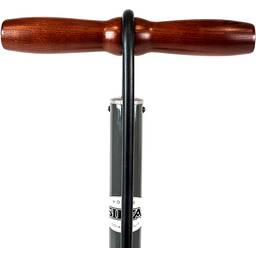 Silca Pista Plus Floor Pump - Steel Body Ash Wood Handle 220psi Classic Press-On Chuck Black