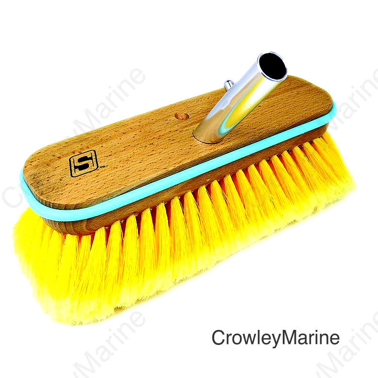 Seachoice 90463 Deck Brush with Bumper - Wood, Size: 10", Soft (Yellow Poly)