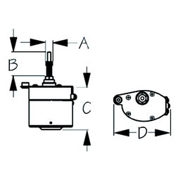 SeaDog Stamped Powder Coated Steel & Stainless Standard 12V Wiper Motor | 2-1/2" Shaft | Black Finish thumbnail-0