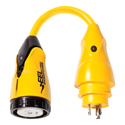 Marinco P30-504 EEL Pigtail Adapter Dock Side Male 30A 125V Locking to Boat Side Female 50A 125/250V Locking With Sealing Collar System thumbnail-1