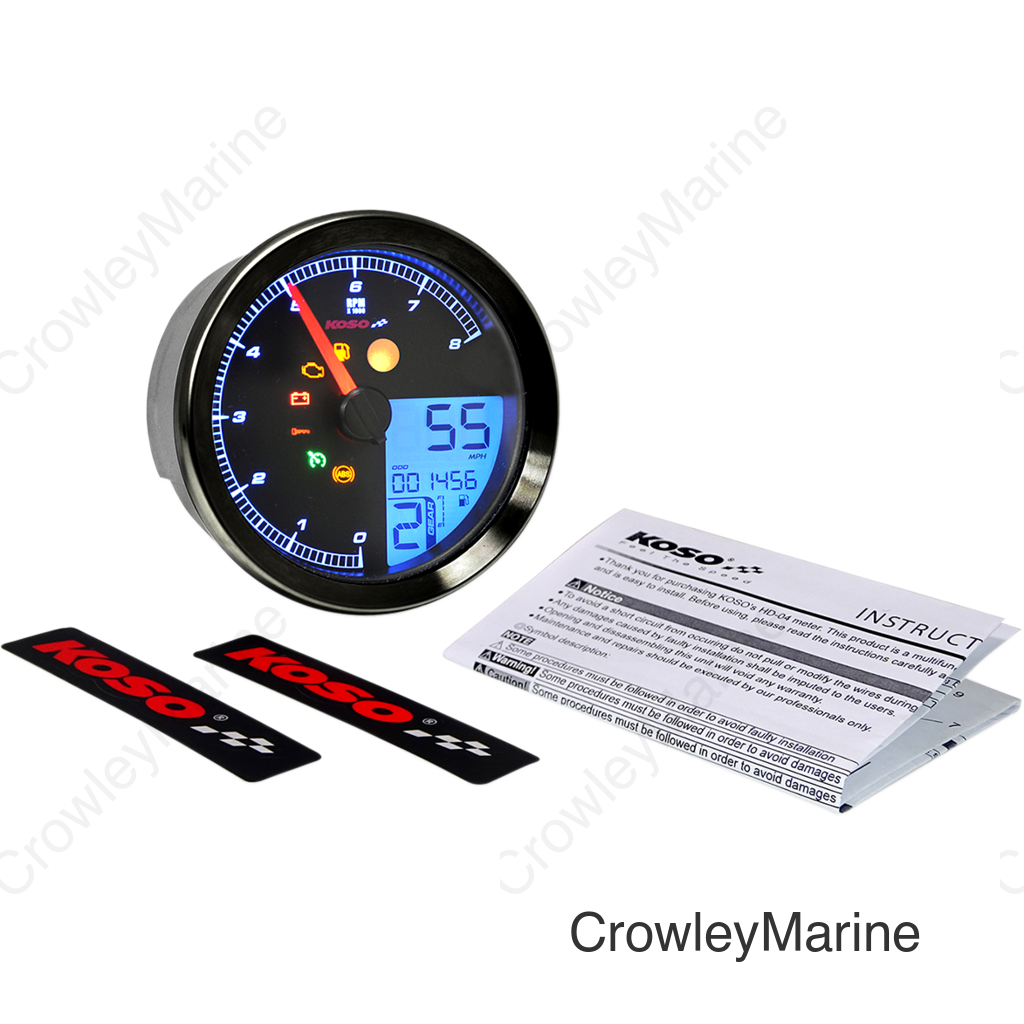 Multi-Function Speedometer/Tachometer - HD-04 - Black