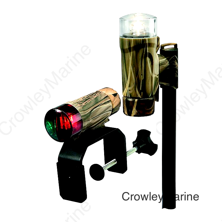 Attwood 141917 C-Clamp Mount Portable LED Nav Light Kit w/Threaded Pole, Real Tree® Max-4 Camo