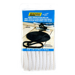Seachoice Double Braid Nylon Dock Line, White, 5/8 in. X 35 Ft., 15 in. Eye Splice, Pre-Shrunk, Heat Stabilized thumbnail-0