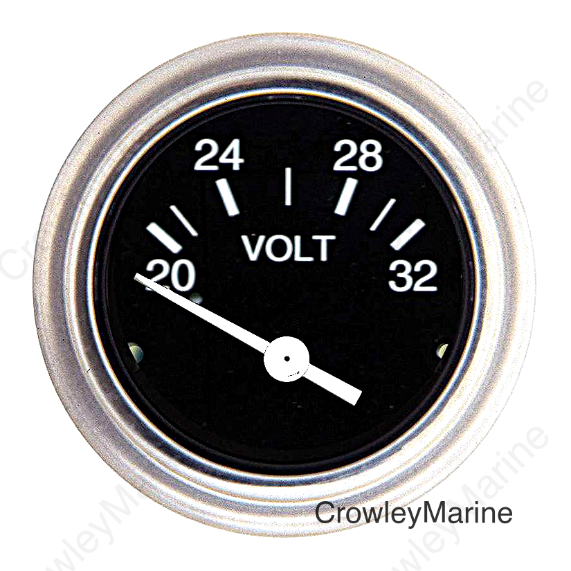 Sierra 80131P Heavy Duty Series 2" 24V System 20-32 VDC Dial Range Voltmeter Gauge