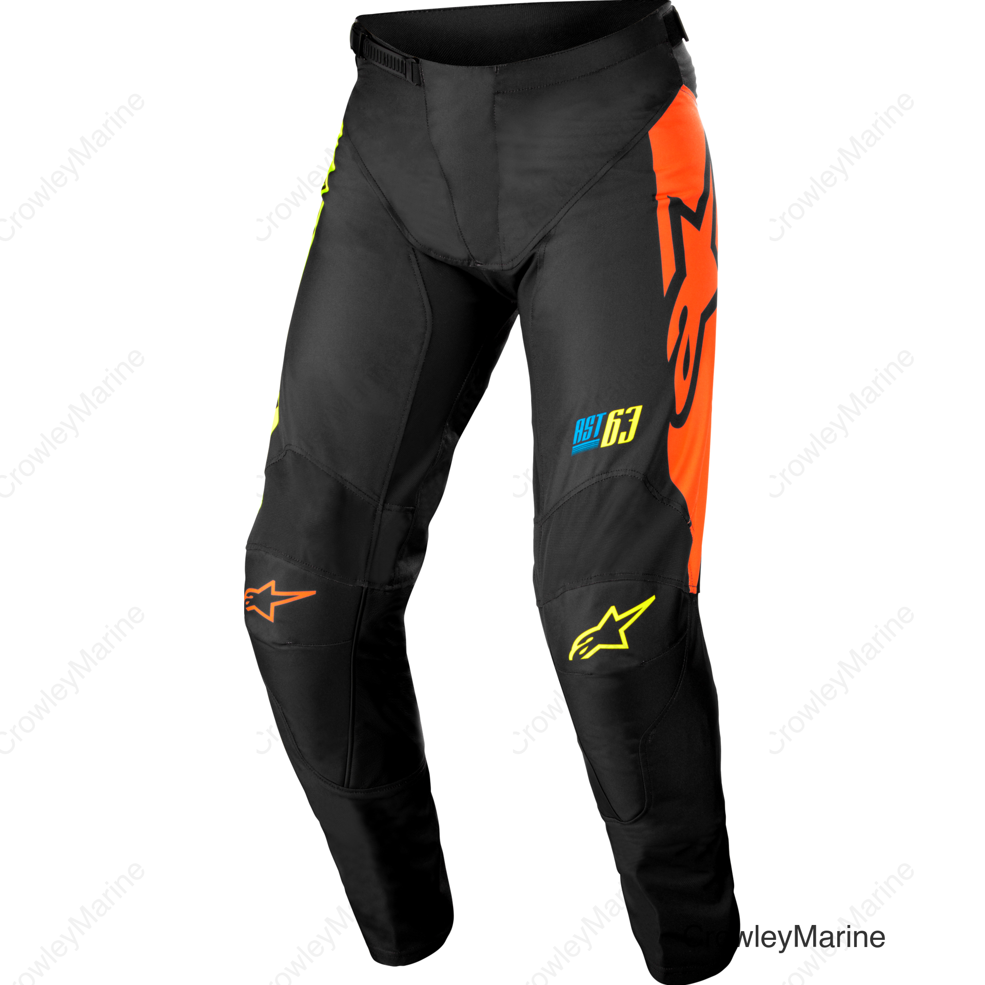 YOUTH RACER COMPASS PANTS BLACK/YELLOW FLUO/CORAL SZ 28