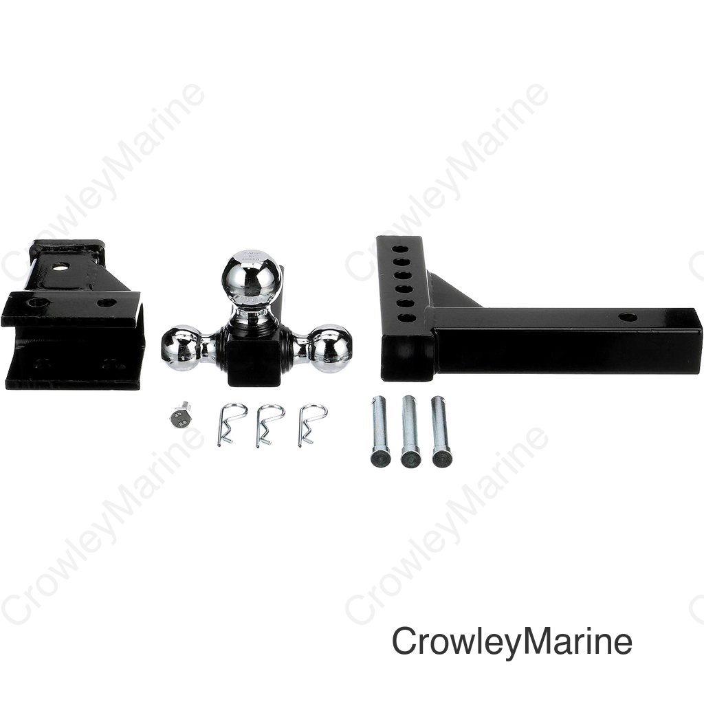 Seachoice Adjustable Trailer Hitch Drop, Tri Ball Mount Solid, 2 in. Shank, Black Finish