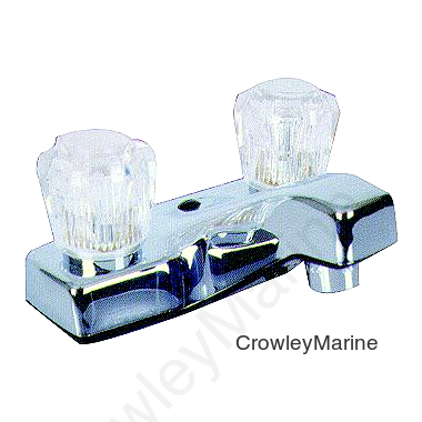Valterra Phoenix PF212307 Chrome Finish Two Handle 4" Lavatory RV Bathroom Faucet with Clear Acrylic Knobs