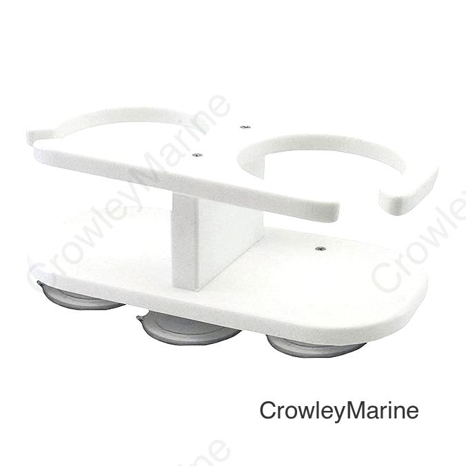 Taco P012001W 2 Drink Holder, White Poly w/Suction Cup Mt.