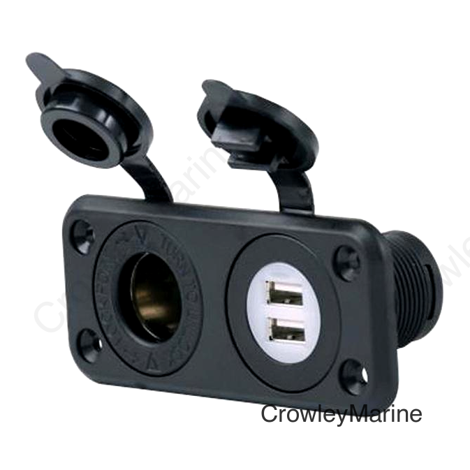 Marinco 12VCOMBO SeaLink Deluxe Dual USB Charger and 12V Receptacle