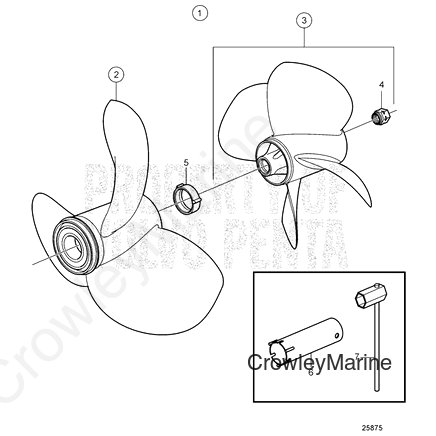 I3 FRONT Aluminium Three Blade Left Hand Rotation Duoprop STRAIGHT SPLIN (21260643)
