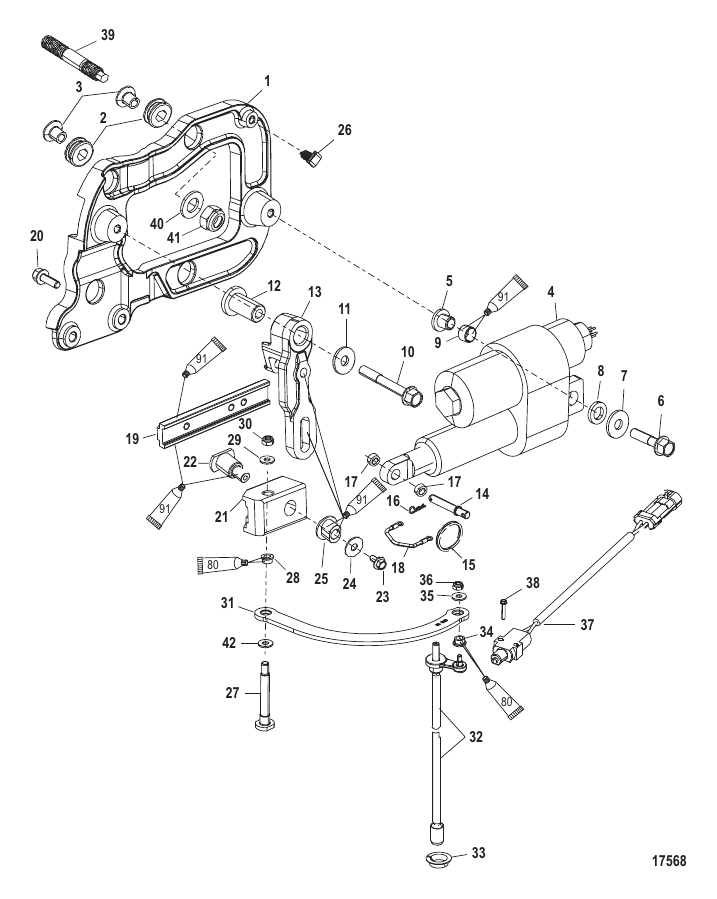 Serial Range Outboard 135 VERADO (4-STROKE)(4 CYL.) - 1B517159 THRU 2B576734 - Shift Components