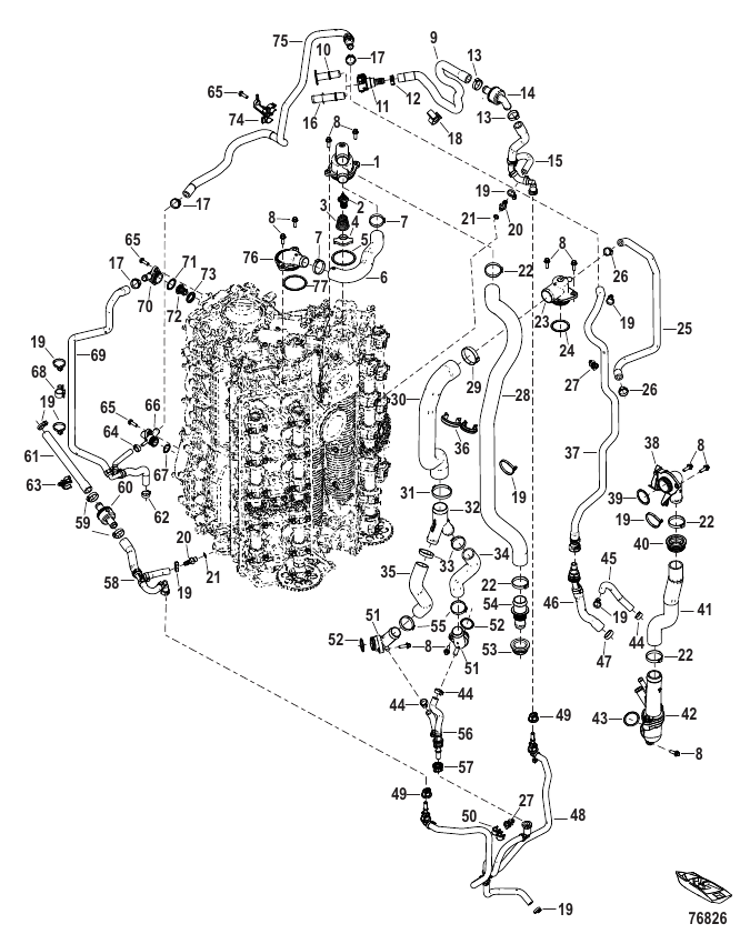 Serial Range Outboard 350 VERADO (4-STROKE)(5.7L)(V10) - 3B266064 & Up - Cooling System