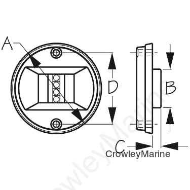 Stainless Steel TRANSOM LIGHT - LED Nylon BASE (400060-1)