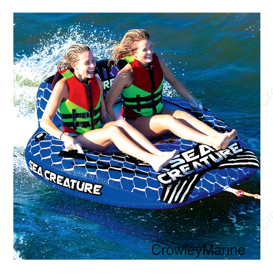 Seachoice Sea-Creature Towable Tube, Open Top Boat Tube w/ Backrests, 2 Person, 60 In. X 58 In.
