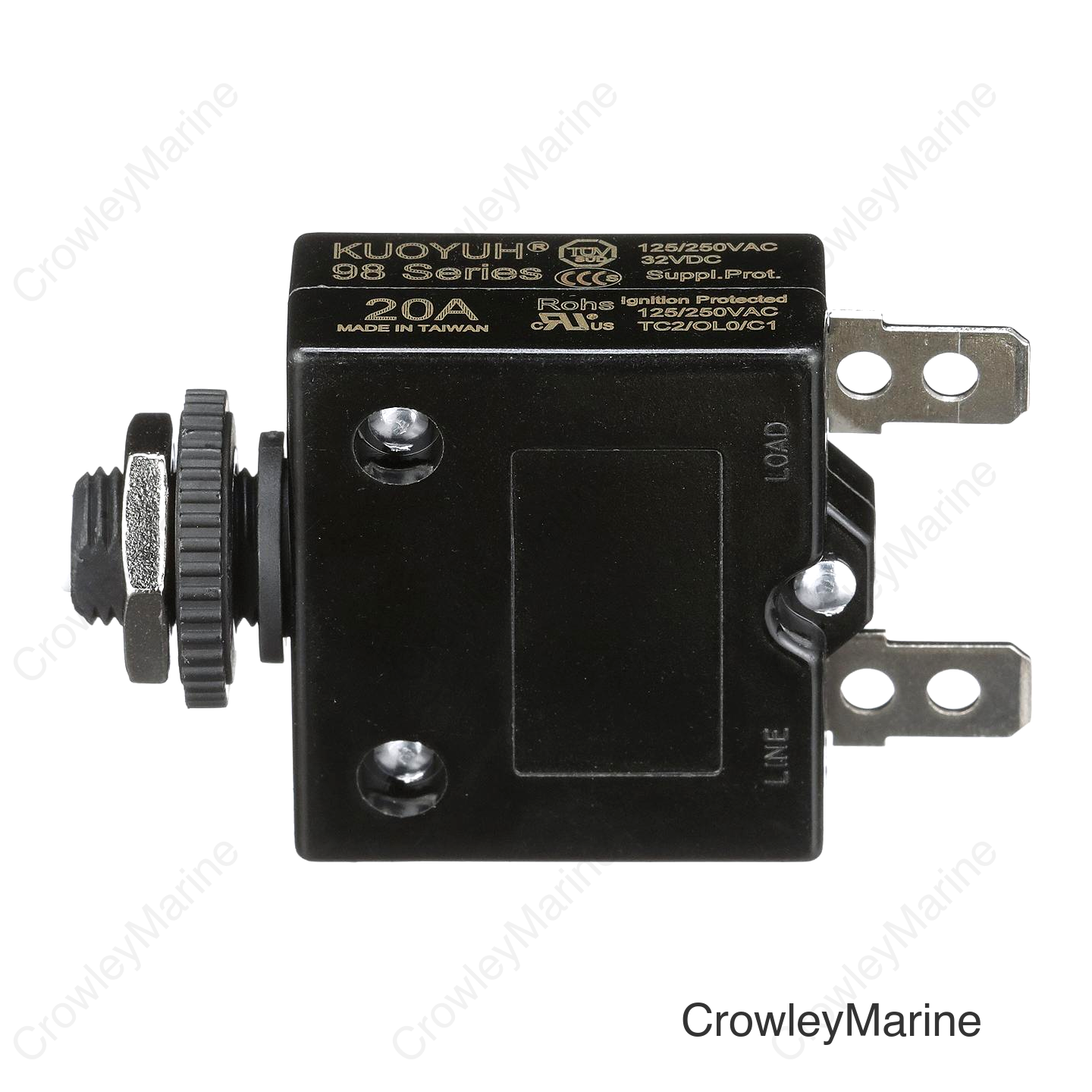 Seachoice Circuit Breaker, Push to Reset, 20 Amp