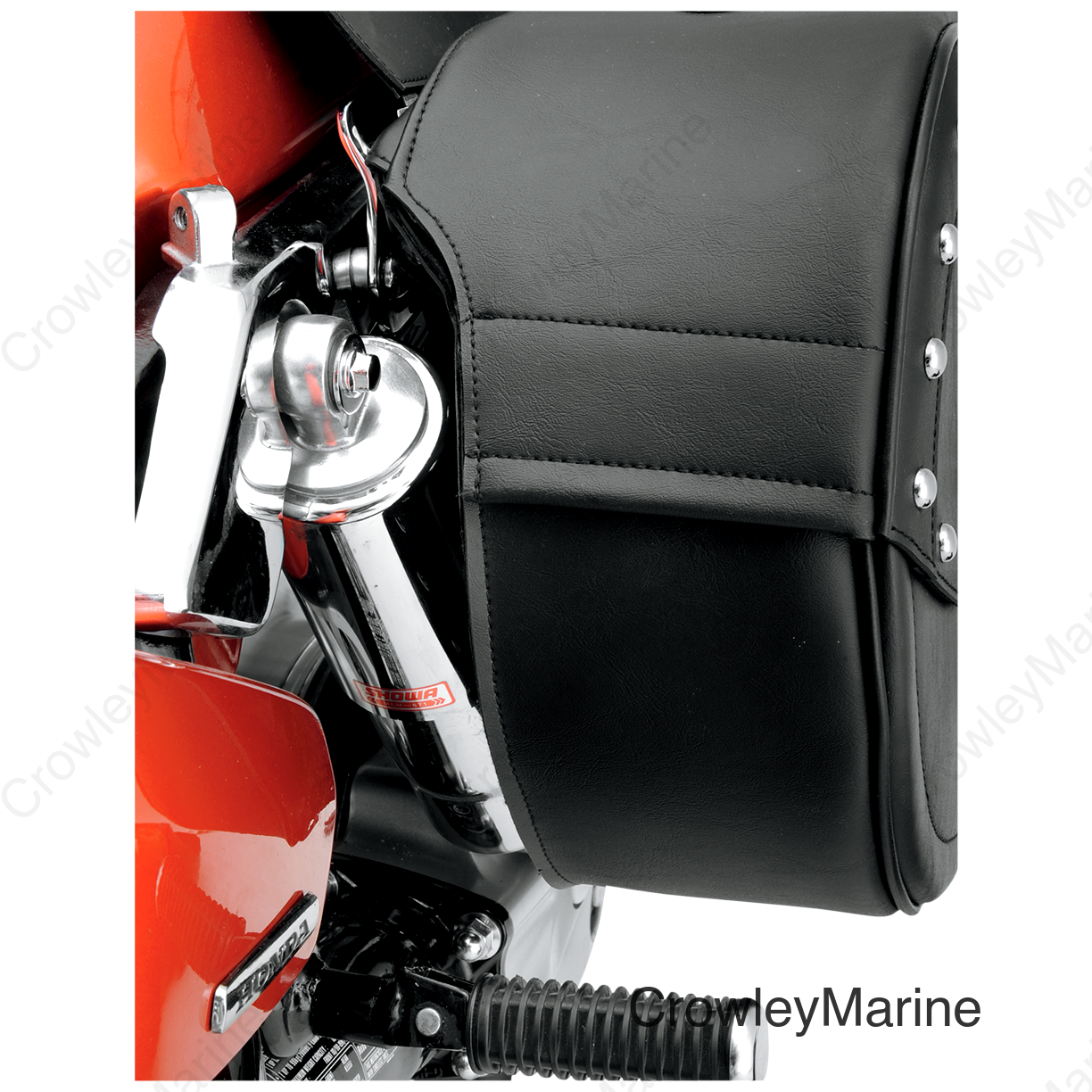 Drifter Teardrop Saddlebags with Shock Cutaway