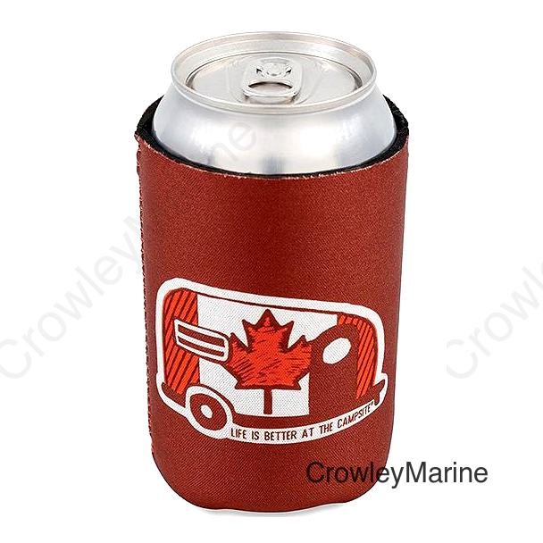 Camco 53373 Life Is Better At The Campsite Can Holder, Burgundy, Canada Flag/Camper