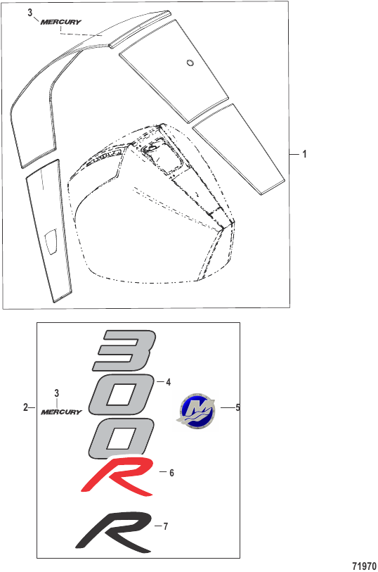 Serial Range Outboard 300R AMS Racing (4-STROKE)(4.6L)(V8) - 1E081459 & Up - Accent Panel