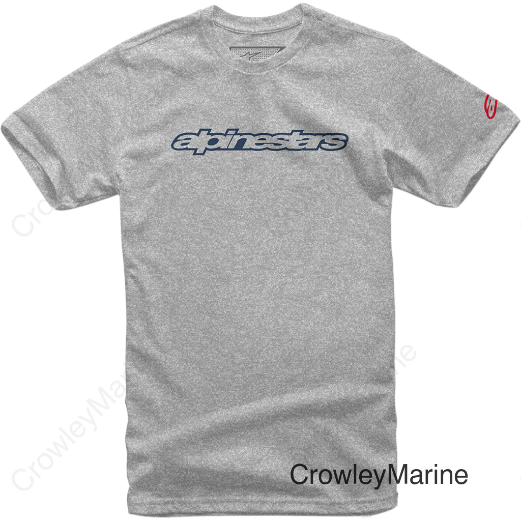 Wordmark T-Shirt - Heather Gray/Navy/Red - XL