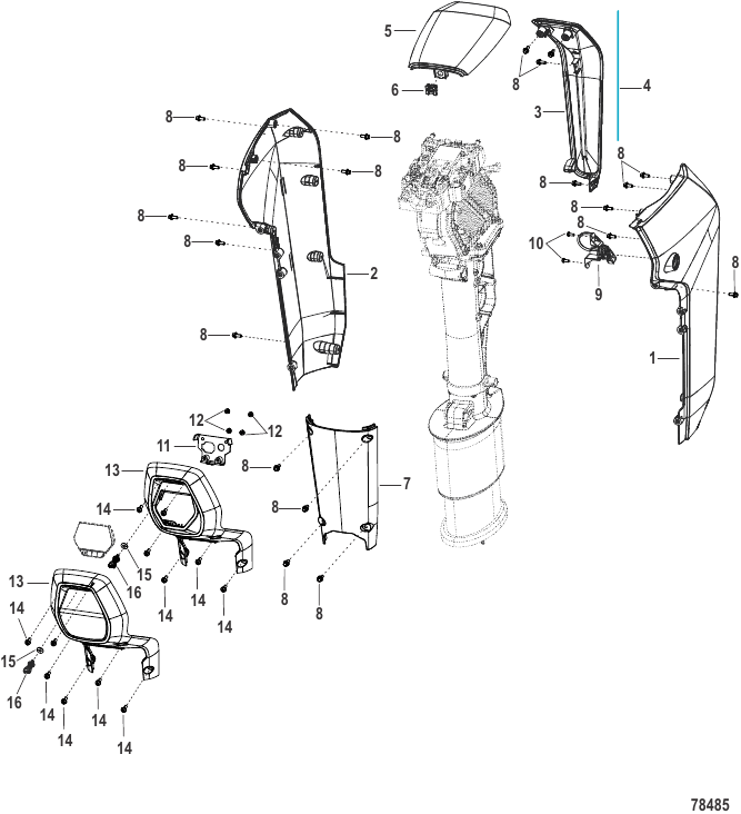 Serial Range Outboard 110e (Electric)(11kW) - 1Q007992 & Up - Cowl