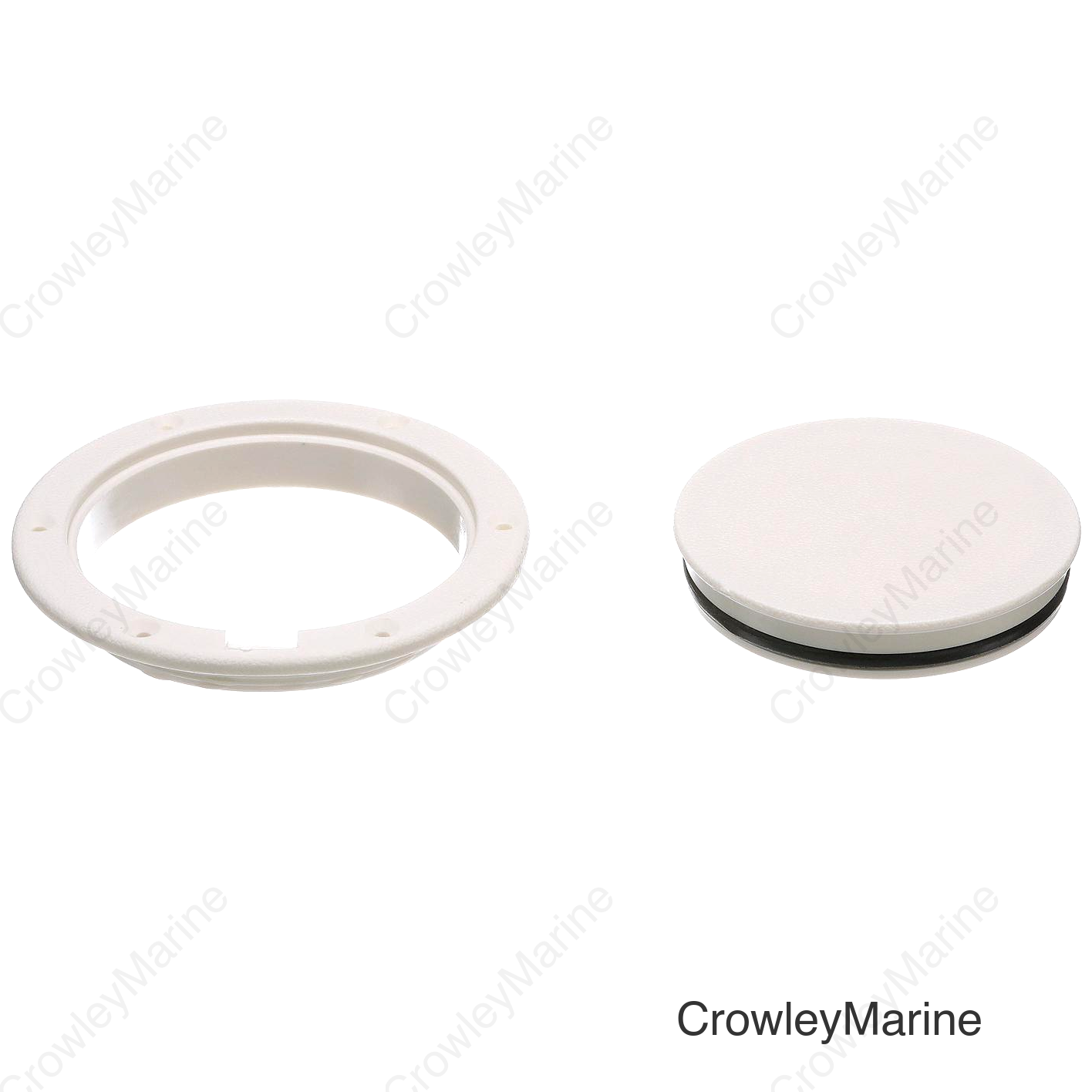 Seachoice White Pry-Up Deck Plate, Watertight, Up to 10-5/8 in. Diameter Hole