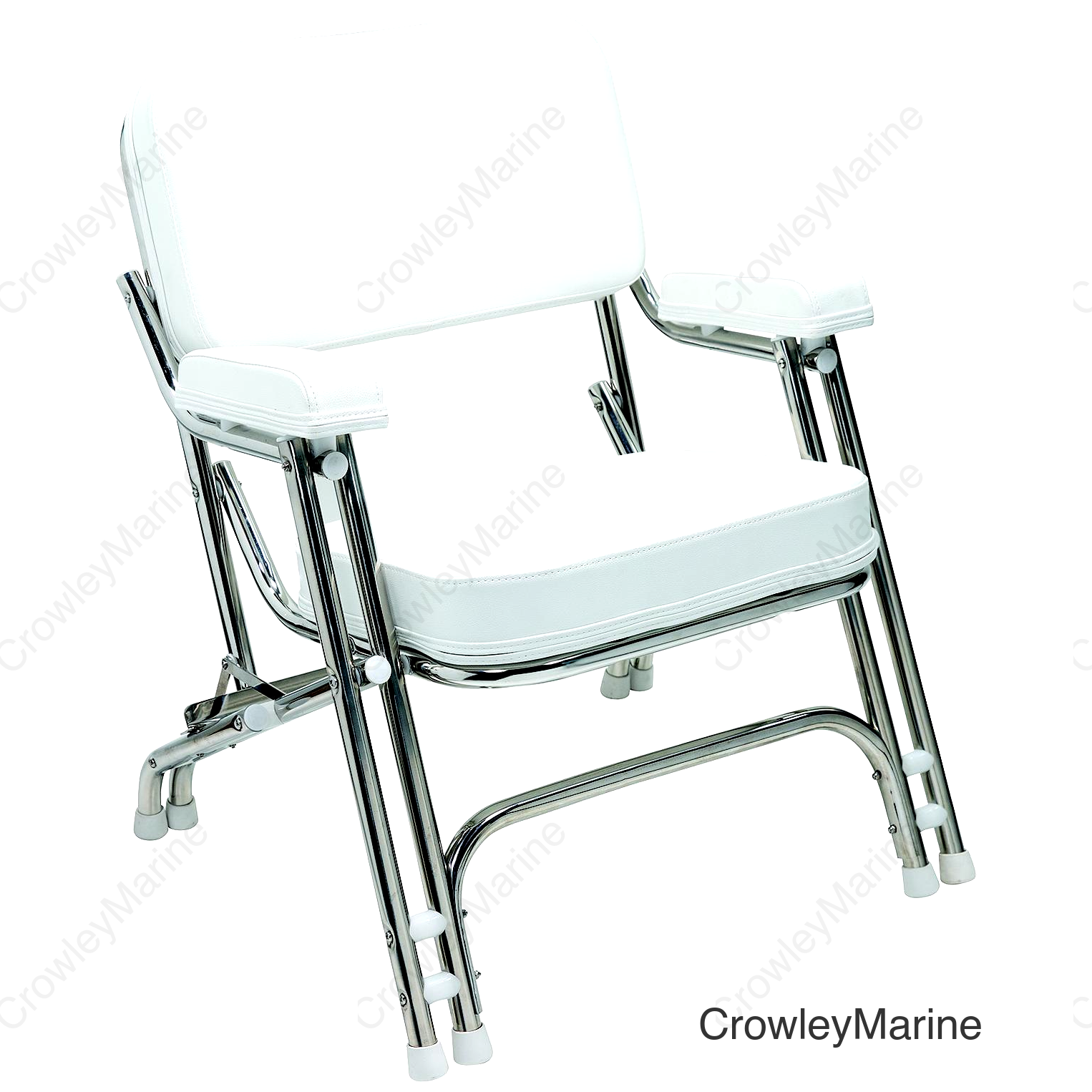 Seachoice 78513 Folding Deck Chair, Stainless Steel, White