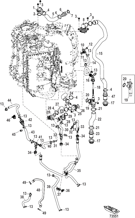 Serial Range Outboard 175 (4-STROKE) (3.4L) (V6) - 2B529482 & Up - Cooling System