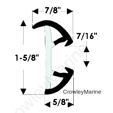 TACO V119991WWK602 Semi-Rigid SuproFlex Small Rub Rail Kit w/Flexible Vinyl Overlay Insert, 1-5/8" X 7/8", White