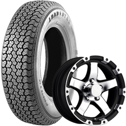 ST205/75R14"; 5-Hole Black Mach Lip & Spoke, Load Range C