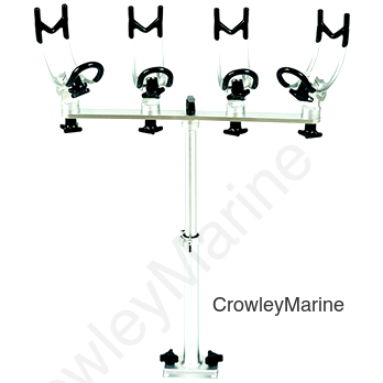 4 Adjustable Rod Holders, 360° Crossbar Rotation, 12' - 20" Height Adj., 24" Crossbar, Flush Mt Base