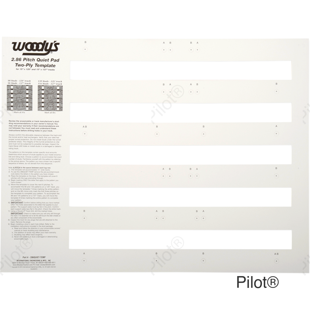 Studding Template - Track - 129"/137" - 2.86" Pitch