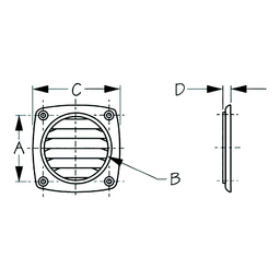 Sea-Dog 3373161 Flush Hose Vent, 3" Hose,  A: 2-13/16", B: 2-3/4", C:3-11/16", D:5/16" ,Hose/ Hole Size : Up to 3", White thumbnail-1