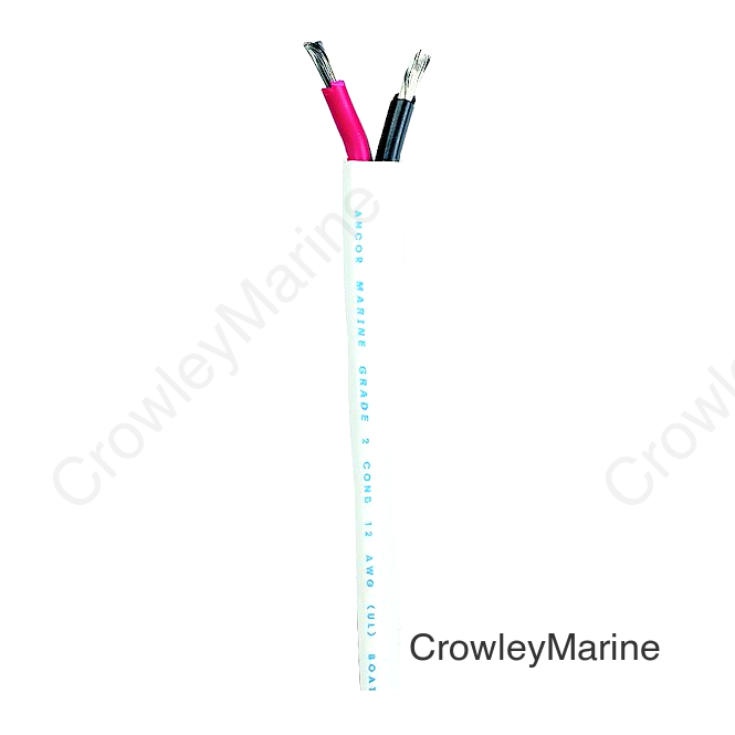 Ancor Marine Grade 120710 Tinned Duplex Cable Red and Black w/White Jacket, 6/2 100'