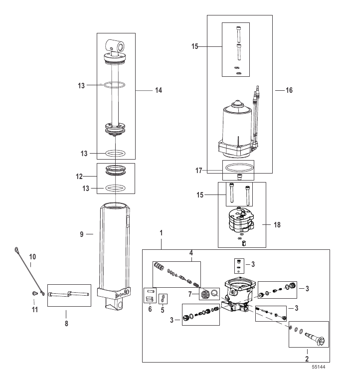 Serial Range Outboard 100 EFI (4-STROKE) - 2B095049 & Up - Power Trim Assembly - Components