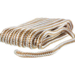 Seachoice Double-Braid Nylon Dock Line w/ Eye Splice, Pre-Shrunk, Heat Stabilized, 5/8 In. X 35 Ft., Gold White thumbnail-5