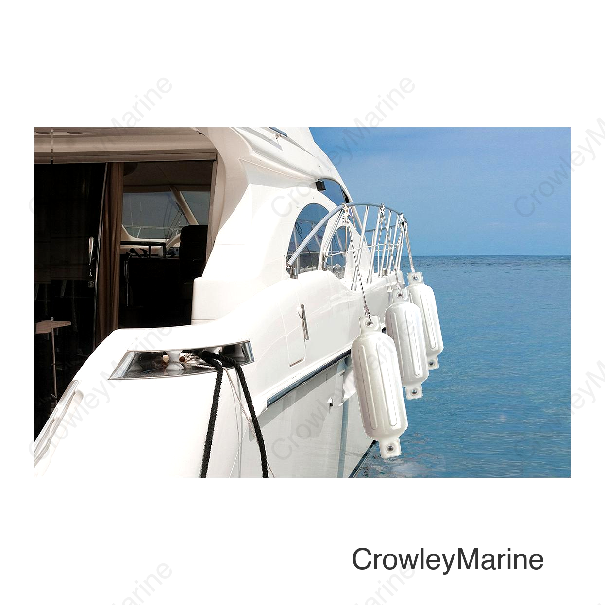 Seachoice Twin Eye Ribbed Boat Fender, White, 8-1/2 In. X 27 In.