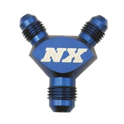 Nitrous Express 8AN x 6AN x 6AN Billet Pure-Flo Y Fitting - Blue thumbnail-0