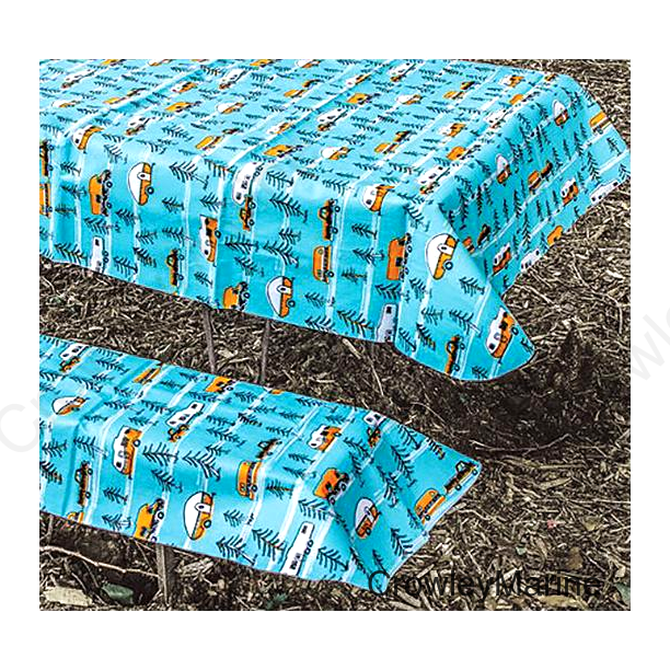 Camco 53380 Tablecloth & Bench Cover Set, Blue Multi RV Sketch