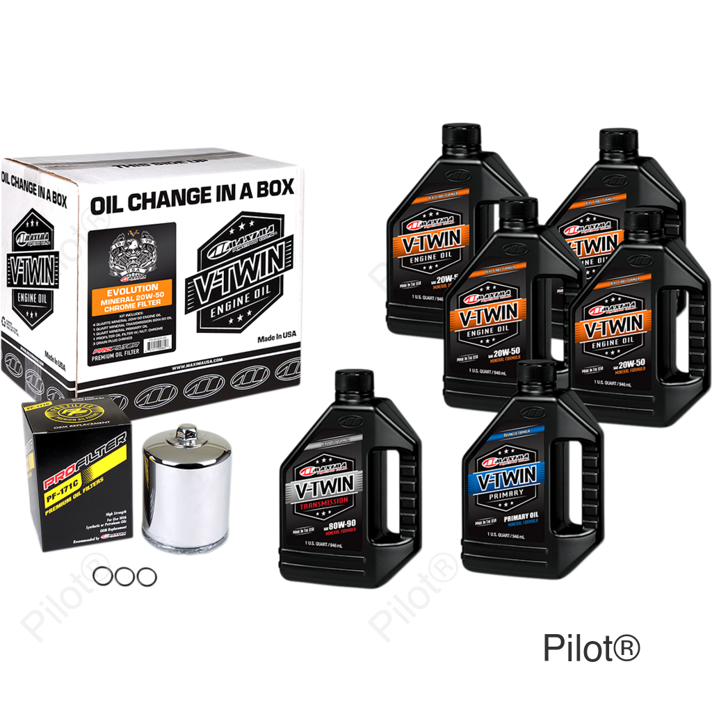 Evolution Mineral 20W-50 Oil Change Kit - Chrome Filter