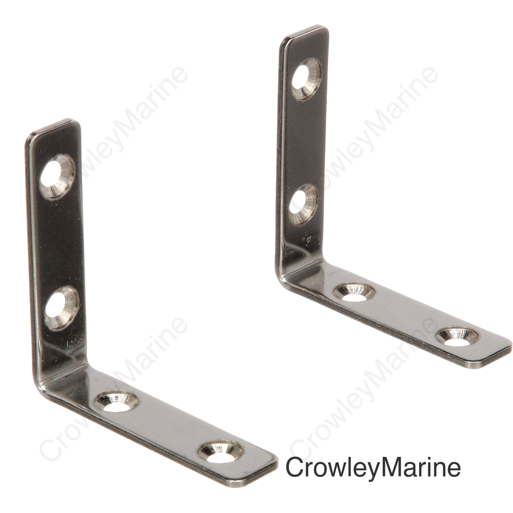 Seachoice Marine-Grade 90-Degree Angle Bracket, Polished 304 Stainless Steel, 2-3/8 in. X 1/2 in., Pack of 2