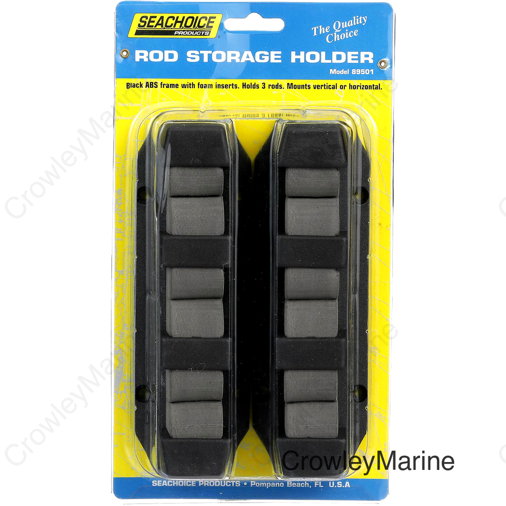 Seachoice 3-Rod Storage Holder, Black, ABS Plastic