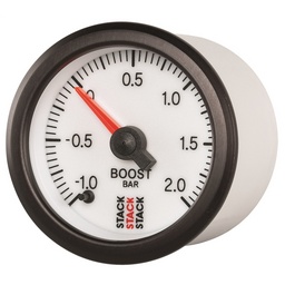 Autometer Stack 52mm -1 to +2 Bar (Incl T-Fitting) Pro Stepper Motor Boost Pressure Gauge - White thumbnail-1