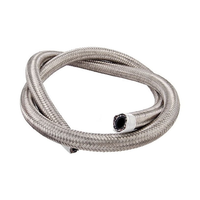 Torque Solution Stainless Steel Braided Rubber Hose -8AN 50ft (0.44in ID)