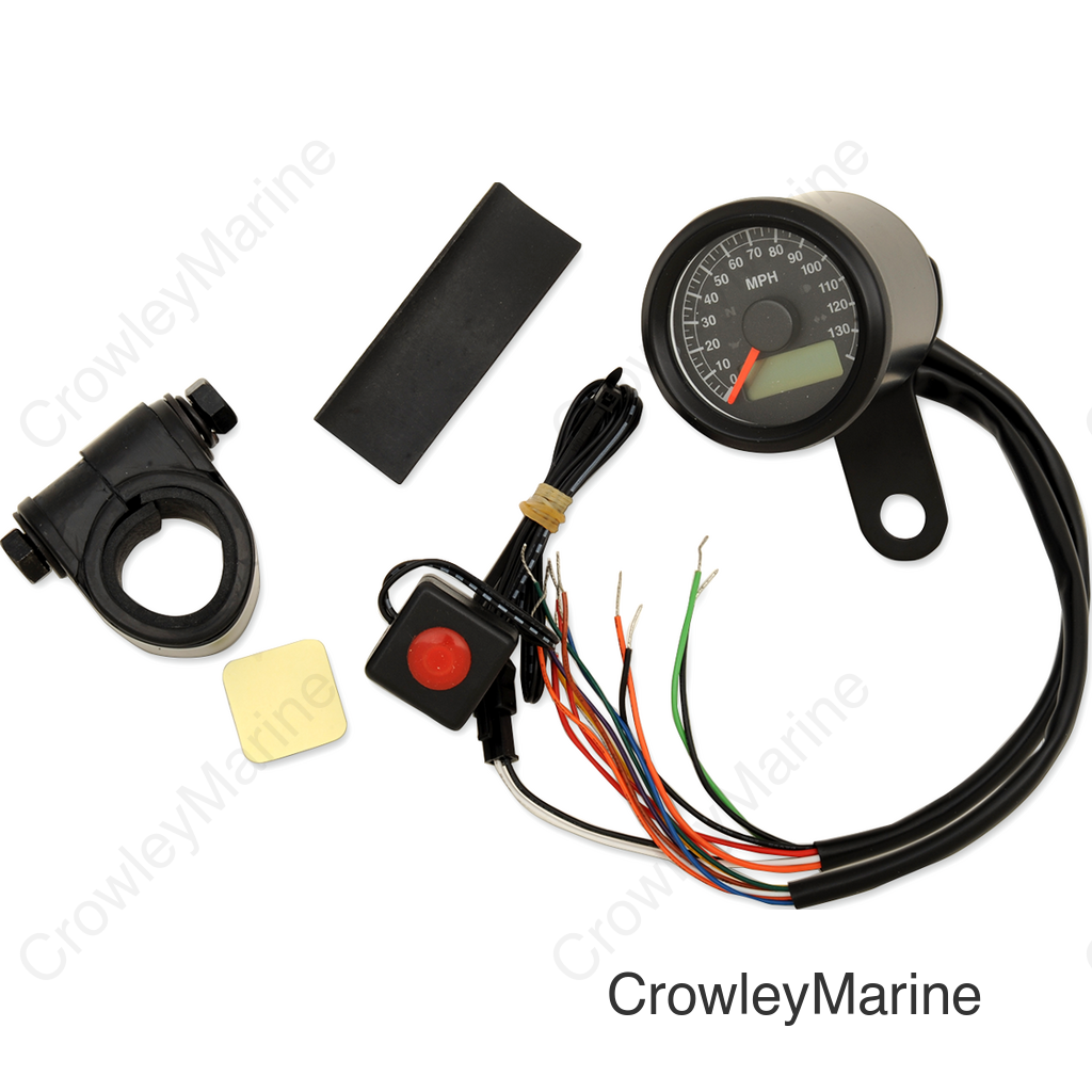 SPEEDO W/4LTS MPH BLK/BLK