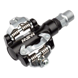 MSW MP-100 Pedals - Dual Sided Clipless Aluminum 9/16 Black/Silver