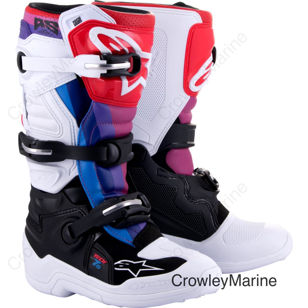 Youth Tech 7S Boots - White/Black/Rainbow - US 3